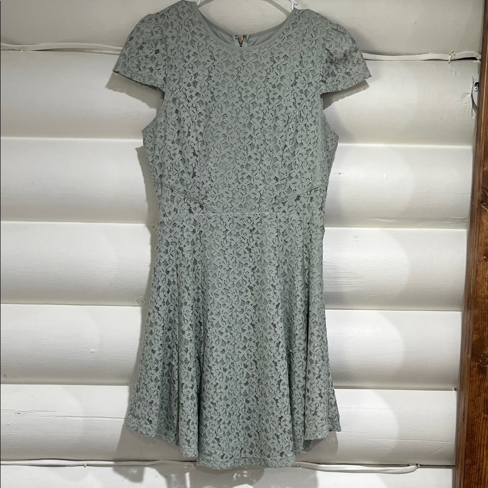 bebe Elegant Lace Mini Dress in Light green